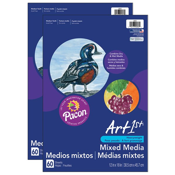 Pacon Art1st® Heavyweight Mixed Media Art Paper, 12" x 18", 60 Shts/Pk